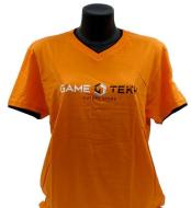 T-Shirt Collo V Arancione Bordi Neri GameTekk Uomo M