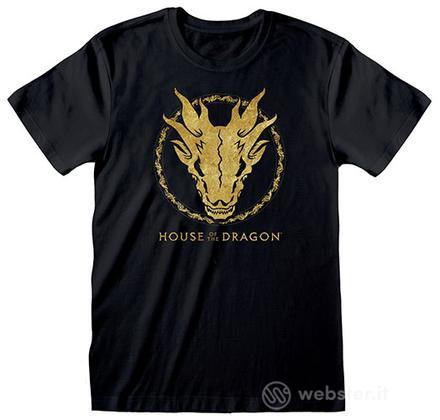 T-Shirt House of the Dragon Gold Ink Skull S