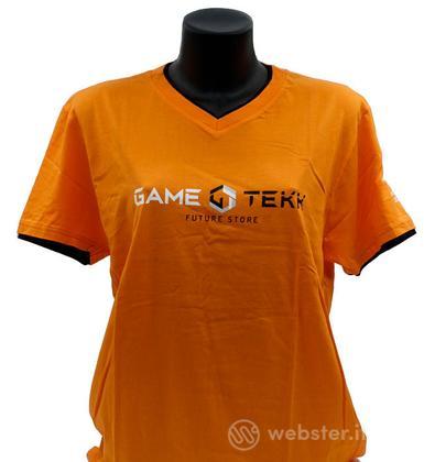 T-Shirt Collo V Arancione Bordi Neri GameTekk Uomo XL