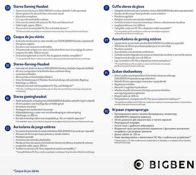 BB Cuffia Gaming Licenza SONY Bianco